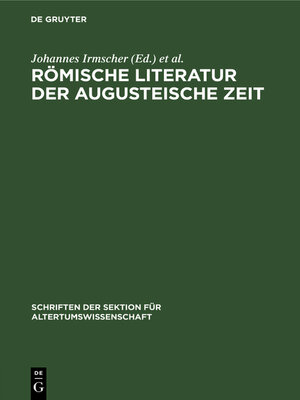 cover image of Römische Literatur der Augusteische Zeit